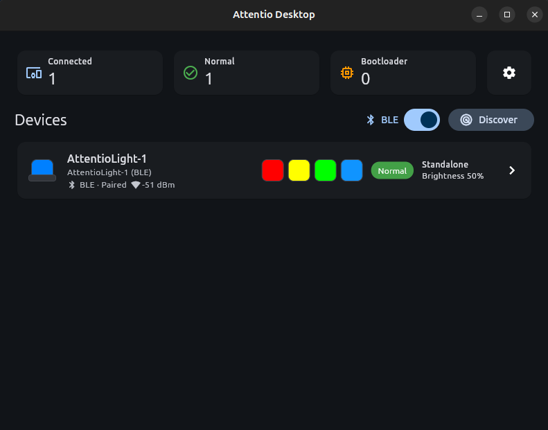 Attentio Desktop paired BLE device
